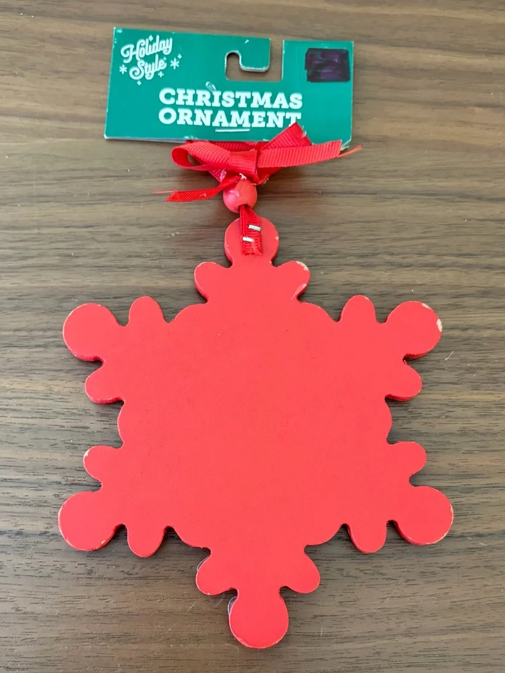 Holiday Style Red Silver Snowflake Christmas Ornament 6 Inch